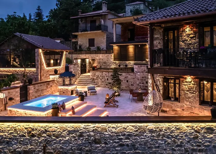 Villa La De Madeleine - Stone With Outdoor Hot Tub In Arcadia, Peloponnese Agios Ioannis (Arcadia)